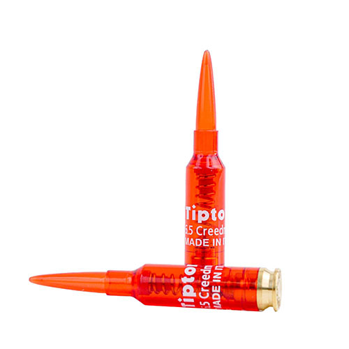 Snap Caps 6.5 Creedmoor 2-pack fra TIPTON gir trygg lagring av våpen ved å frigjøre spenning på hammer springs, samt effektiv tørrtrening og justering av trigger pull.